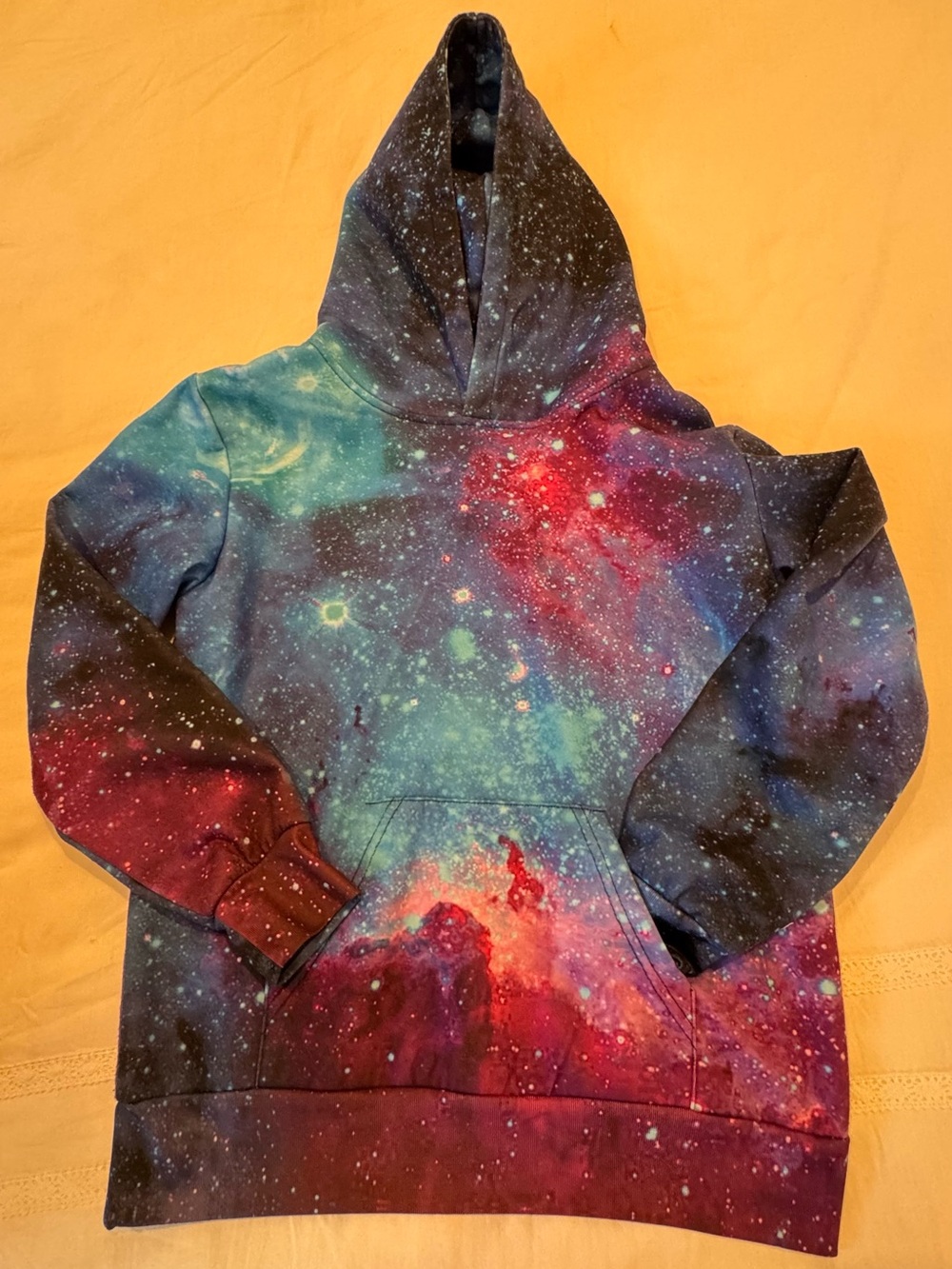 Blue Galaxy Print Hoodie Top - Size XL